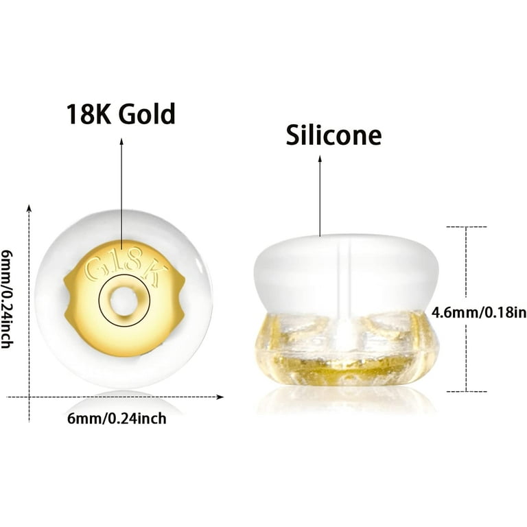 12Pcs Earring Backs,18K Gold Silicone Earring Backs for Studs
