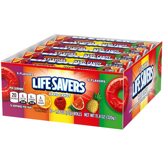 LifeSavers Five Flavor Candy - 20 rolls per box, 15 boxes per case ...