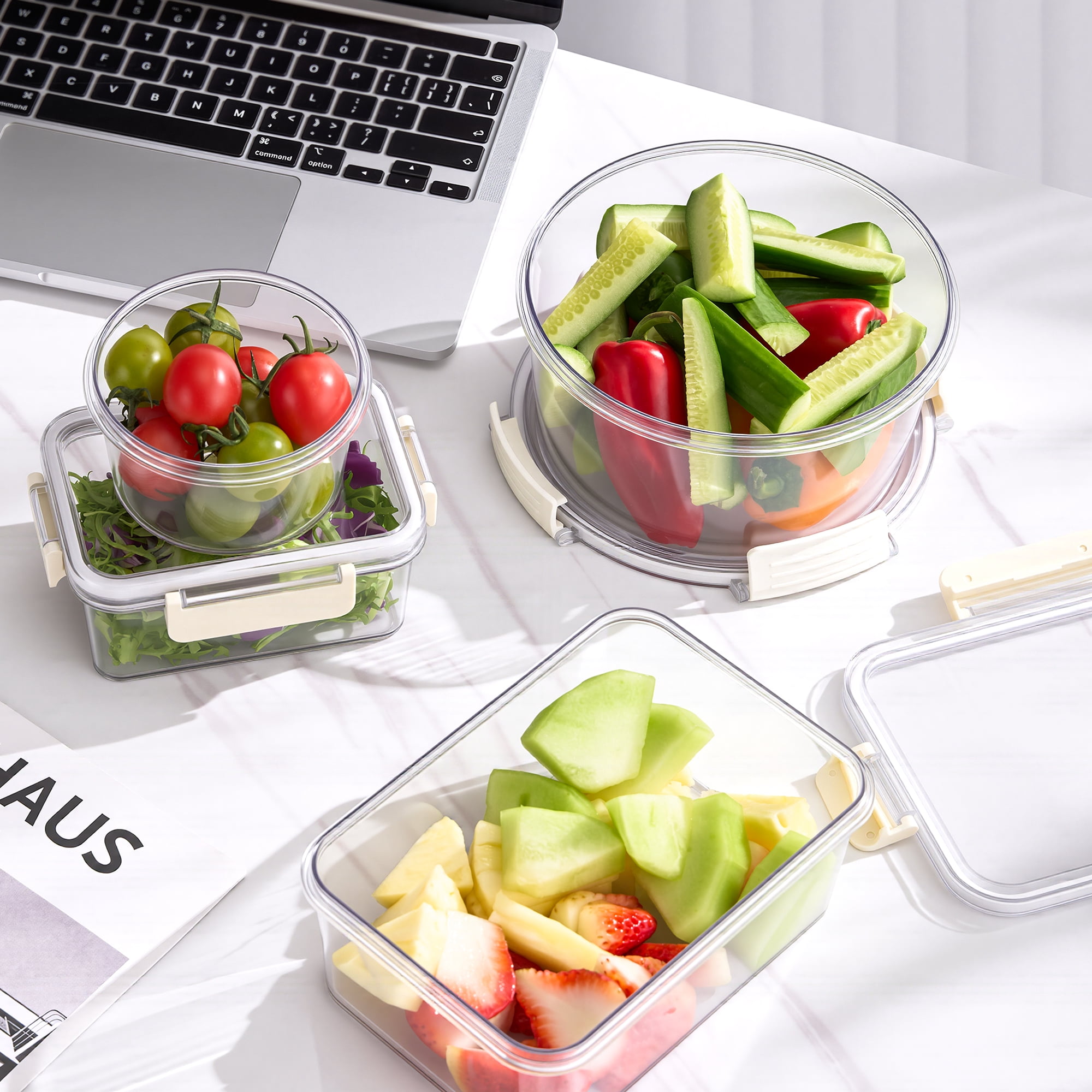 Sorbus 3-Pack Nesting Rectangle Plastic Food Storage Containers with Airtight Lids, BPA-Free Meal Prep Containers