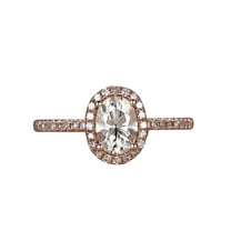 Classic Oval Cut 1.50 Ct Moissanite and Moissanite Halo Wedding Ring with 18k Gold Plating