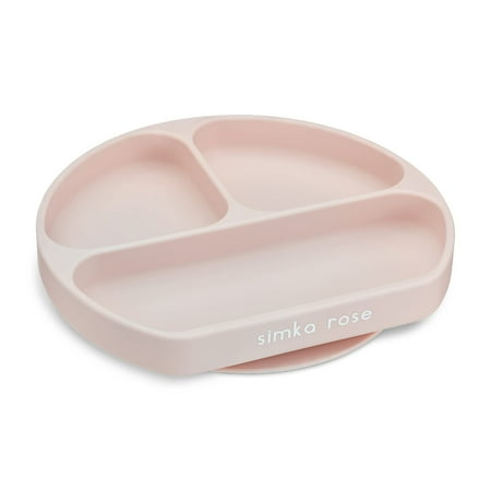 Simka Rose Suction Plate for Baby and Toddler - Divided Silicone Plate - BPA Free - Dishwasher and Microwave Safe (Petal)