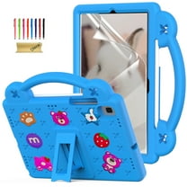 Dteck for Galaxy Tab A 10.1 Case 2019 with Screen Protector, Samsung Tab A 10.1" T510/T515/T517 Case with DIY Cute Cartoon Toys for Kids, Child Proof Shockproof Protective Case with Handle Stand,Blue