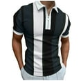 thumbnail image 1 of Playeras Interiores Para Hombre, Blusa Informal De Verano Con Estampado De Empalme De Color Para Hombre, Camiseta De Manga Corta Con Cuello Vuelto, 1 of 5