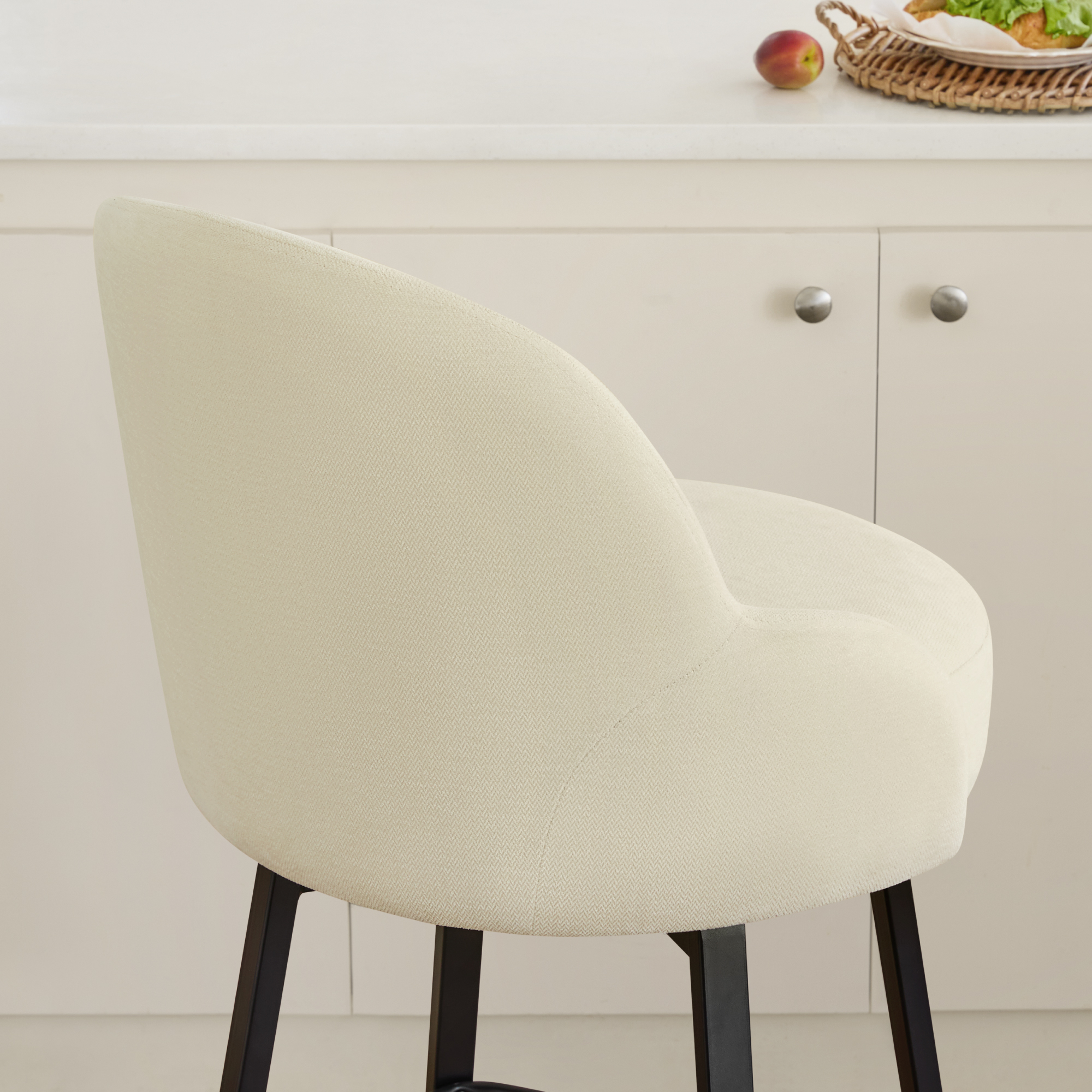 Spruce & Spring Counter Height Swivel Bar Stool with Upholstered Seat and Footrest Set of 2, Beige