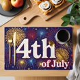 thumbnail image 2 of July 4th Placemats Set of 4, Independence Day Retro Red Blue Yellow Fireworks Dark Blue Non-Slip Place Mats Washable Table Mats for Kitchen Dining Table Decorations Indoor/Outdoor, 2 of 9