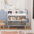 thumbnail image 5 of Jopath Kids Bookshelf with 3 Fabric Bins,Modern Bookcase Storage Organizer for Playroom,Bedroom,White&Gray, 5 of 7