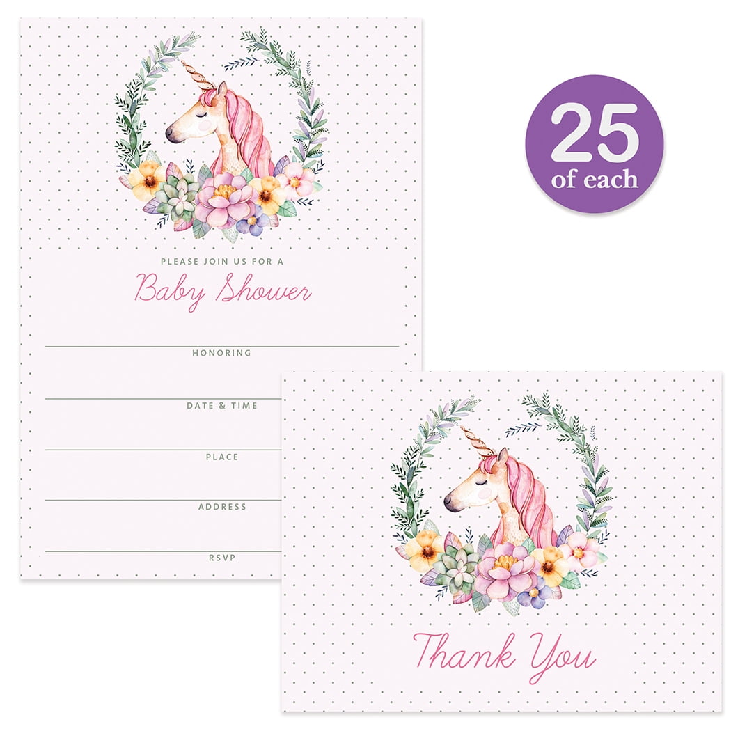 unicorn baby shower invitations walmart