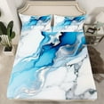 thumbnail image 2 of Manfei Aesthetic Geometric Art Queen Sheet Sets,Abstract Marble Texture Flat Sheet,Blue Splatter Ink Queen Fitted Sheet For Children,Lightweight Room Decor,4-Piece, 2 of 7
