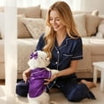 thumbnail image 6 of Nallwabiu Dog Silk Pajamas 2PCS Set, Satin Pet Sleepwear with Bow Headband, Cute Puppy Cat Costume Outfit for Photoshoot & Daily Wear,Purple, 6 of 6
