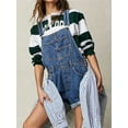 thumbnail image 4 of Womens Overalls Shorts Denim Bib Straps Shorts Casual Solid Color Rompers Jumpsuits With Pockets Pants, 4 of 7
