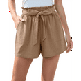 thumbnail image 2 of Women Casual Shorts Bowknot Tie Waist Summer Shorts with Pockets Khaki S, 2 of 7