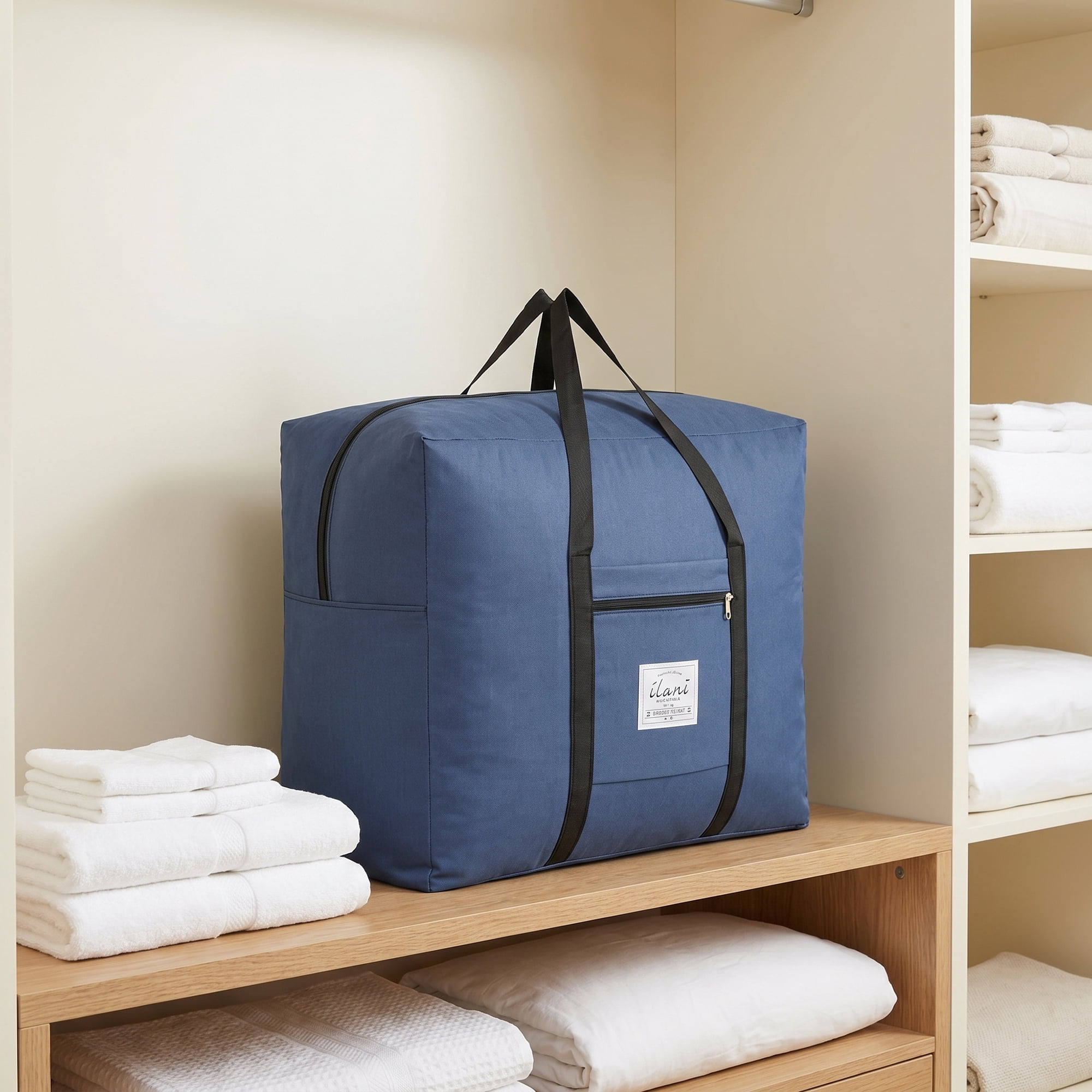 Unique Bargains Extra Large Oxford Travel Storage Bag for Organizing Navy Blue 23.6" x 20.1" x 11.8"