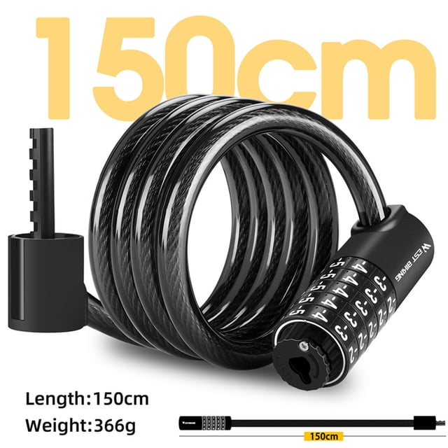 Bike Locks,Lock Lock Cable 5 Combination Lock Bike Locks Lock 5 Resettable Combination Cable Lock Ebike Coiled Cable Lock