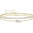 thumbnail image 1 of 1PCS Women's Initial Anklet — Waterproof, Stackable Anklet with Adjustable, Plus-Size Design; Summer Beach Foot Jewelry.,001, 1 of 6