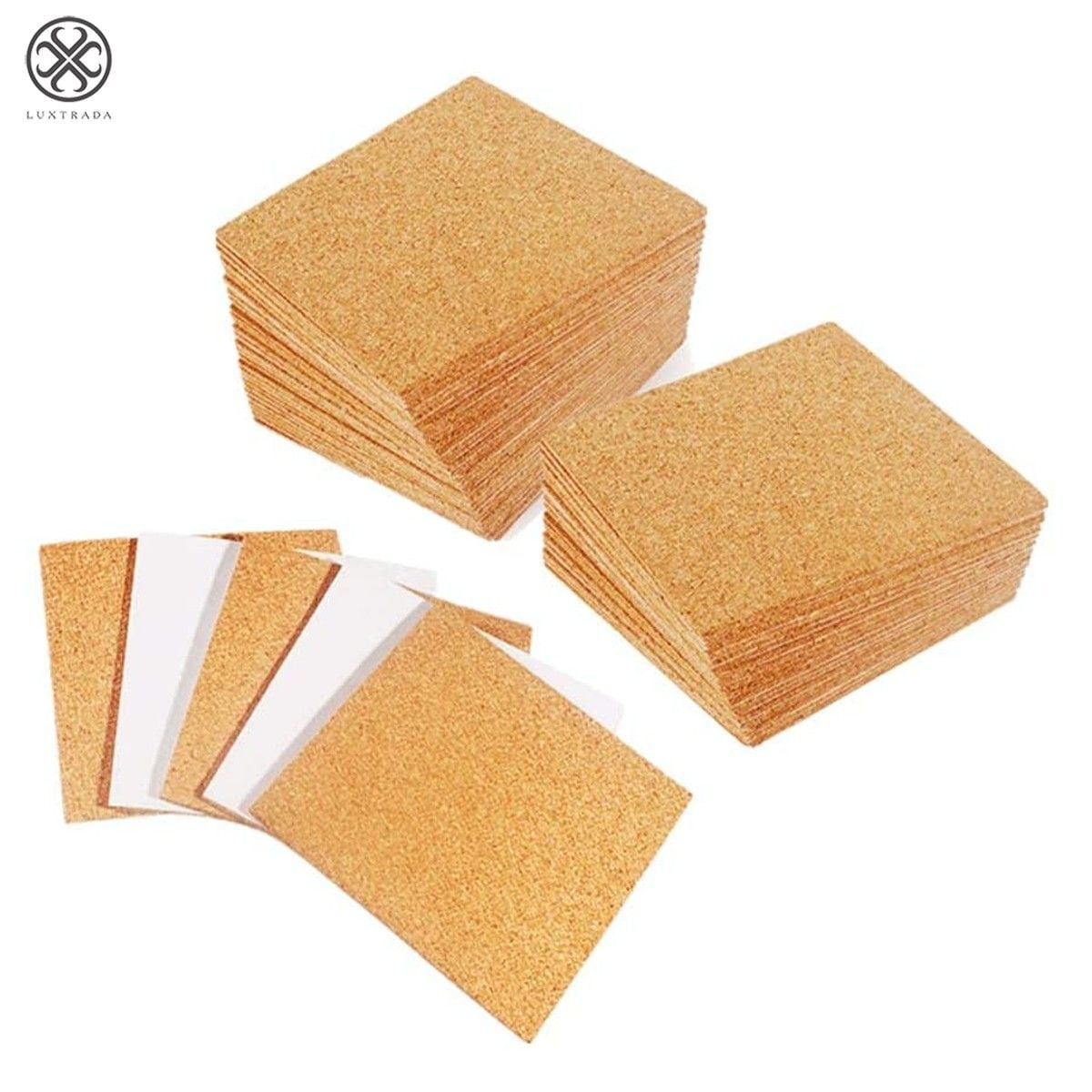 10-50pcs Self-Adhesive Cork Squares Round Tiles Cork Backing Sheets for Coasters 