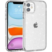 Compatible with iPhone 11 Clear Glitter Case, Hybrid Protective Phone Case Slim Transparent Anti-Scratch Shock Absorption Bumper Cover for iPhone 11 6.1 inch (2019), Glitter