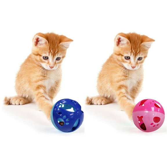 Pets First Large Size Cat Ball with Bell Toy for Cats Kittens and Other Animals - Large Size for Extra Fun, Rings As It Moves - Pink