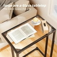 thumbnail image 3 of Tempered Glass C-Table - Black Metal Frame - Sofa Side Table, 3 of 9