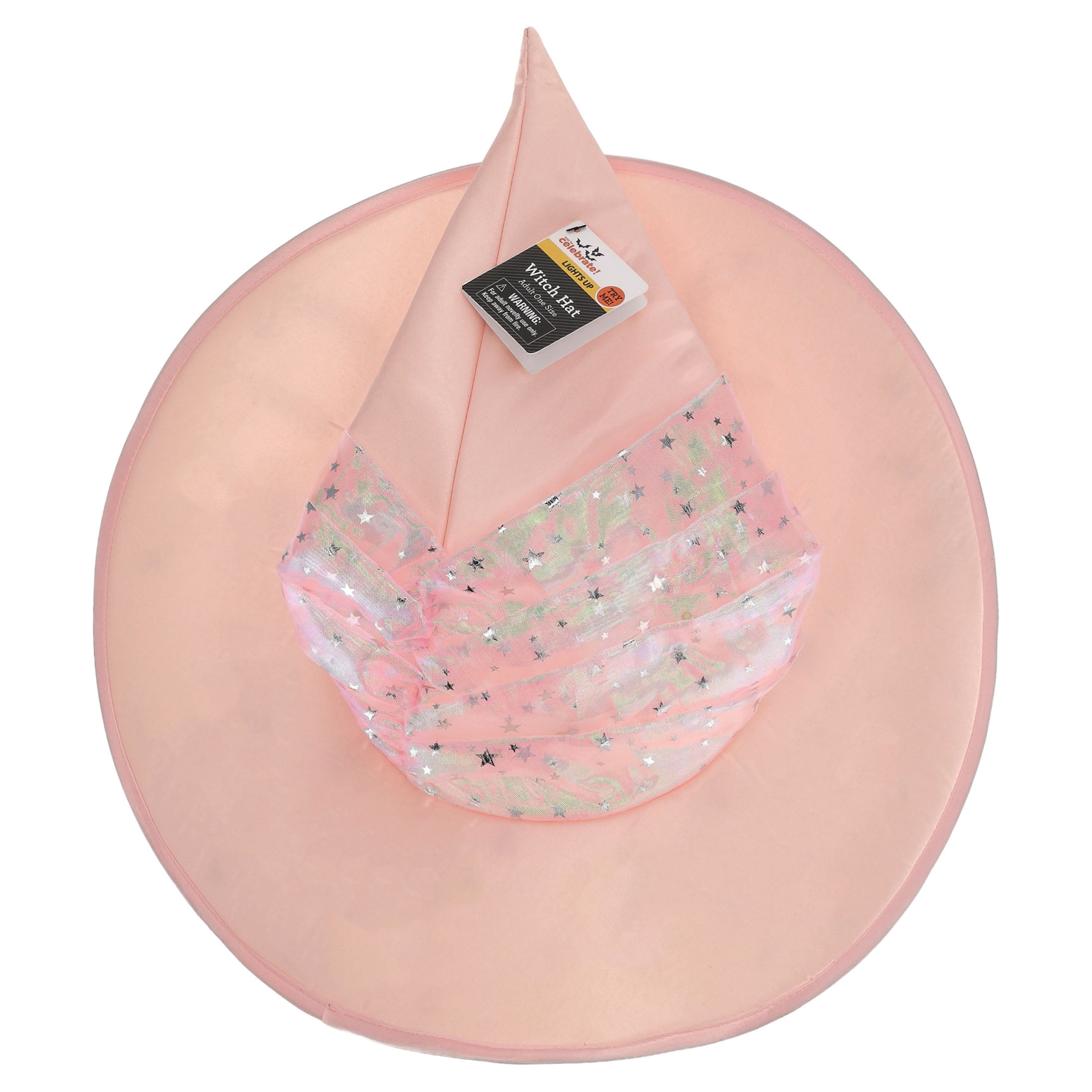 Light-Up Witch Hat Costume Accessory for Adults, Pink and Silver, Halloween by Way To Celebrate
