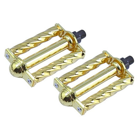 Gold Square Twisted Bike Pedals 1/2