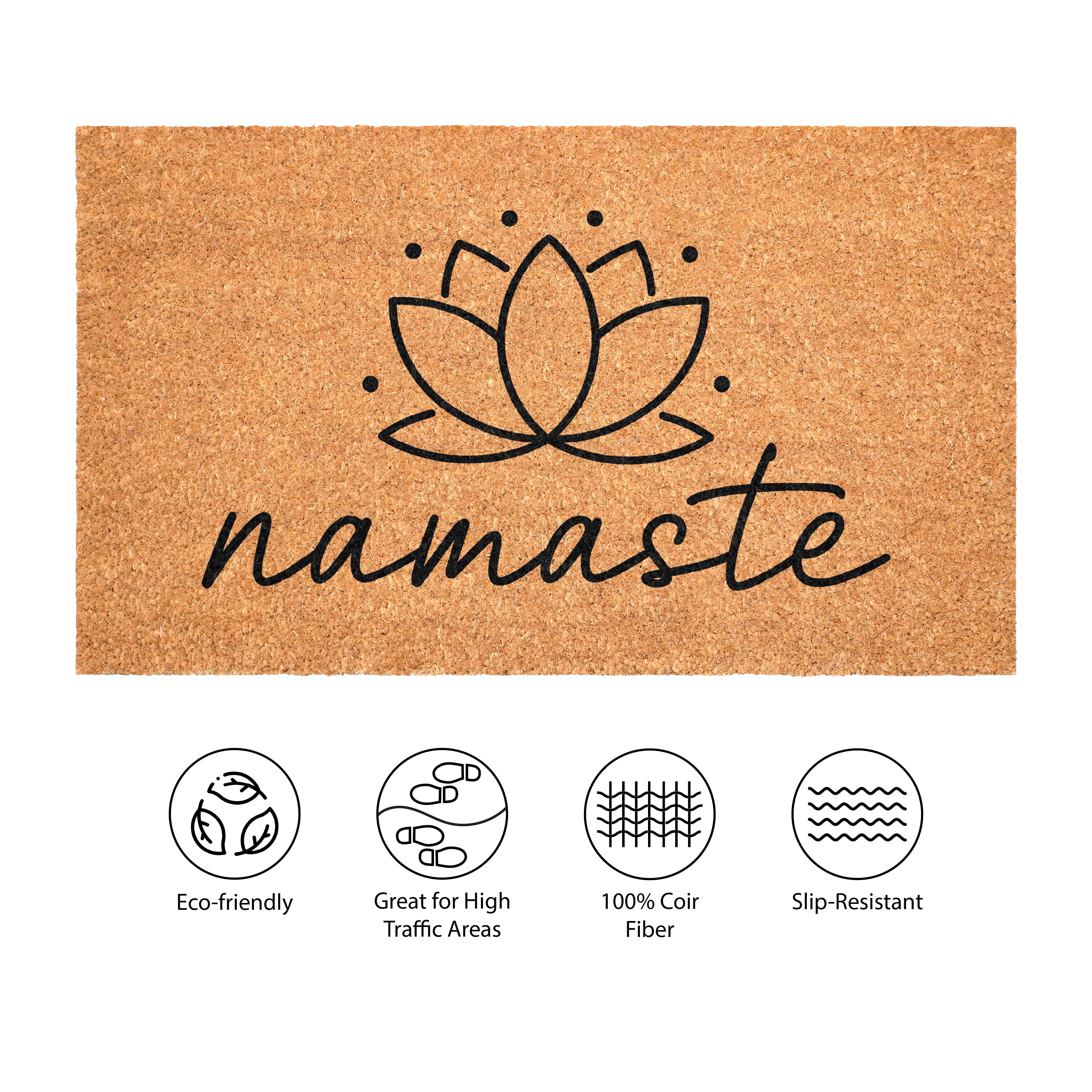 Namaste Aura Lotus Non Slip Vinyl Backing, Front Door Mat, Entryway Door Mat, 24"x36"