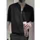 thumbnail image 3 of Camisa de manga corta para hombre, media manga con cremallera de un cuarto, Color puro, transpirable, Top de verano para fiesta, viajes y citas, 3 of 8
