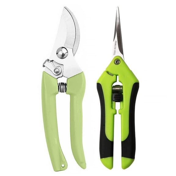 Genreen Gardening Scissor 2PCS Sharp Stainless Steel Blade Garden Shears Cutting Flowers Trimming Plants Yard Florist Flower Rose Herb Hedge Bonsai Fruits Picking