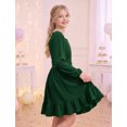 thumbnail image 6 of IBTOM CASTLE Teen Girl Sparkly Long Sleeve Formal Party Dress Junior Christmas Halloween Glitter Holiday Dress Tween Fancy Birthday Sneaker Ball Gown Green, 6 of 7