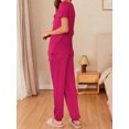 thumbnail image 3 of Avidlove Women Pajamas Set Short Sleeve Pjs Tops with Jogger Pants Loungwear 2 Piece Solid Sleepwear with Pockets, 3 of 7