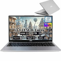 15.6 FHD IPS Business Laptop, 6 Cores 12th Intel i3-1215U(up to 3.4 GHz),32GB RAM, 1TB SSD, 65W Type C, Backlit Keyboard, Fingerprint,Wi-Fi 6-Silver