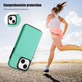 thumbnail image 6 of Phone Case for iPhone 14 6.1 inch Wallet Cover with Tempered Glass Screen Protector and RFID Slim Credit Card Holder Slot Stand Cell iPhone14 5G i i-Phone i14 iPhone14case Women Girl Men Green, 6 of 7