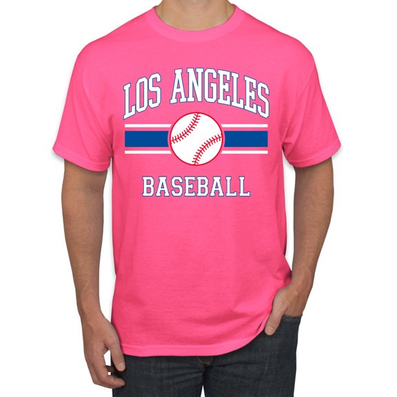 Wild Bobby City of Los Angeles LA Baseball Fantasy Fan Sports Men's T-Shirt, Neon Pink, Small