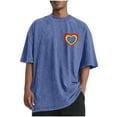 thumbnail image 3 of RKSTN Men's Cotton Valentine Short Sleeve Shirts Oversized Crewneck Valentine's Day Print T-Shirts Top Mens Plus Size Round Neck Loose Fits Comfy Soft Sports Washed Tee Shirt Summer Casual T Shirt, 3 of 6