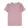 thumbnail image 1 of bar III Womens Cutout Basic T-Shirt, Pink, X-Small, 1 of 2