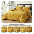 thumbnail image 5 of saney Mustard Yellow Comforter Set Oversized Queen Size 3-Piece Fluffy Soft Lightweight Bedding Honeycomb Geometric Quilted Stone-Washed Microfiber Comforter Set for All Season, 5 of 8