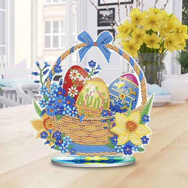 Creative DIY Easter Bunny Egg Diamond Painting Ornament Diamond Art Kits for Home Decor , Canasta de Huevos de Pascua Baoblaze Kits de pintura de diamantes