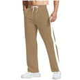 thumbnail image 3 of DDAPJ pyju Men's Baggy Pants Thin Fleece Sweatpants Drawstring Side Stripes Athletic Gym Pants with Pockets Khaki XL, 3 of 8