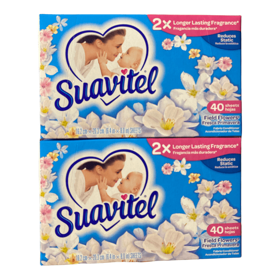 Suavitel Complete Fabric Softener Dryer Sheets Field Flowers 40 count, 2 Pack