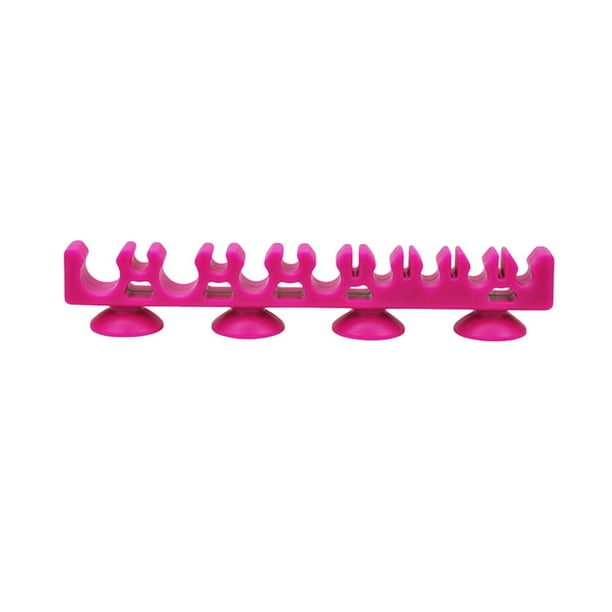 Porta brochas de maquillaje de silicona portátil con 4 ventosas Brocha de maquillaje Organizador de cosméticos Estante de brochas de secado Herramienta de belleza (Rosa roja)