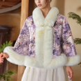 thumbnail image 2 of Tiweut Women Fashion Sequins Faux Fur Wraps Shawls Stoles Cape for Prom Evening Party dress Outwear Coat,Purple,One Size, 2 of 4