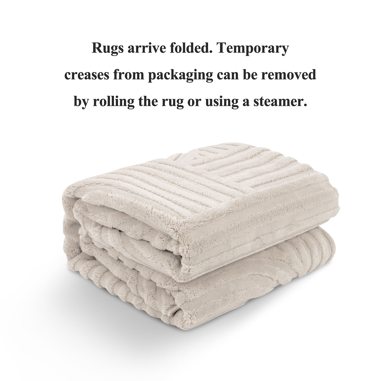 8' x 10' Geometric Beige Area Rug Washable, Durable Non-Slip Indoor Carpet with Soft High-Low Pile, Fluffy Floor Rugs for Living Room, Bedroom, Home Office Décor