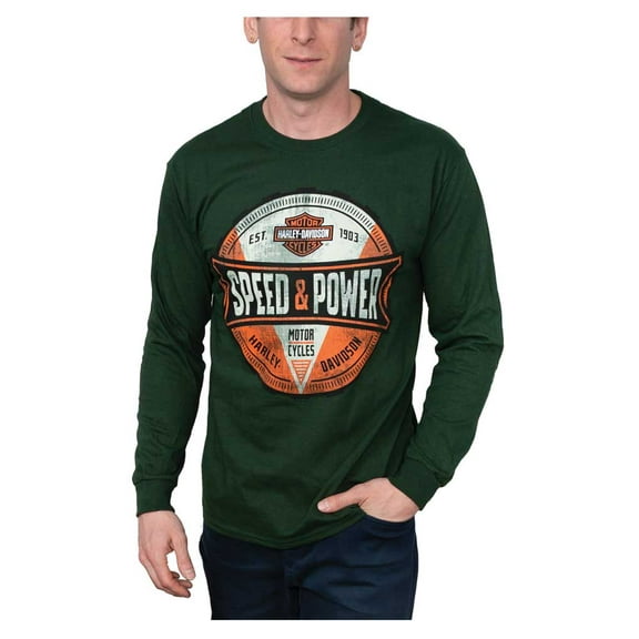 Harley-Davidson Men's Dial Speed & Power Long Sleeve Crew-Neck Shirt (2XL), Harley Davidson