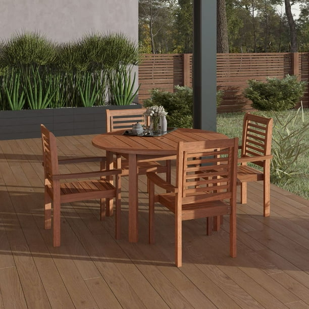 Milano Eucalyptus Round 5Piece Patio Dining Set