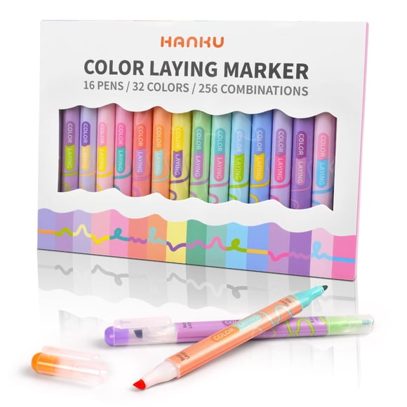 Marcadores mágicos HANKU Colour Layering de doble cara, 32 colores x16