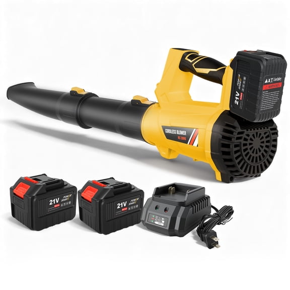 Leaf Blower, 680CFM 280MPH 21V Leaf Blower Cordless with 2X6.0Ah Battery & Charger, Electric Leaf Blower for Lawn Care, Battery Powered Leaf Blower for Snow Blowing & Yard Patio Garden Cleaning