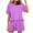 Hot Pink, variant on Womens Summer 2 Piece Sets Plus Size Fashion Casual Solid Color Home Short Sleeved Round Neck Pajama Top With Pants Set