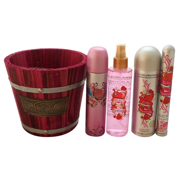 Cuba Heartbreaker par Cuba pour Femmes - Ensemble-Cadeau de 4 Pcs Vaporisateur EDP 3,3 Oz, Vaporisateur EDP 1,7 Oz, Vaporisateur Corporel 6,6 Oz, Splash Corporel 6,6 Oz