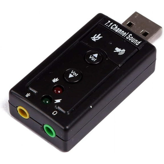 USB 7.1 Channel USB External Sound Card Audio Adapter(Sound Card) Black