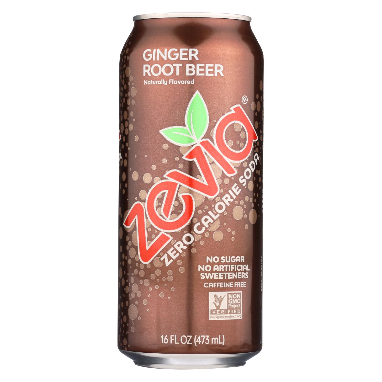 Zevia Ginger Root Beer Soda, 16 FO (Case of 12)
