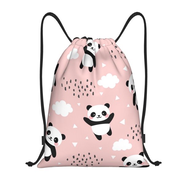 Fotbe Panda Bolsa Mochila con Cordón Estampada, Bolsa de Gimnasio Deportiva, Bolsa Cinch, Bolsa con Cordón para Hombres y Mujeres-Small